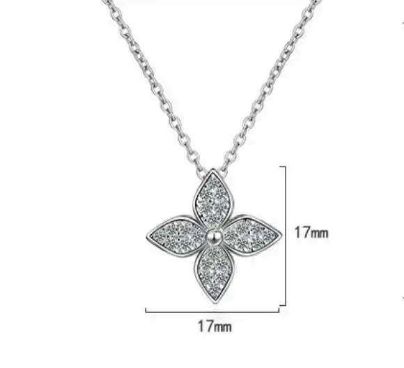 Glitter Four-leaf Clover 925 Sterling Silver Necklace Pendants For Women Clothes Match Decoration Fine Jewelry